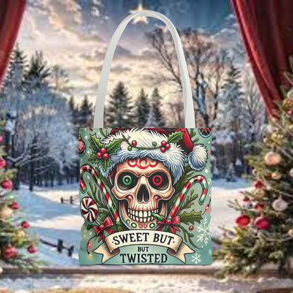 Sweet But Twisted Skull Christmas and Holiday Tote Bag Perfect for Shopping