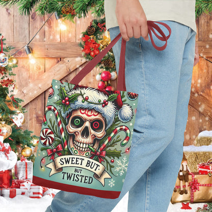 Sweet But Twisted Skull Christmas and Holiday Tote Bag Perfect for Shopping