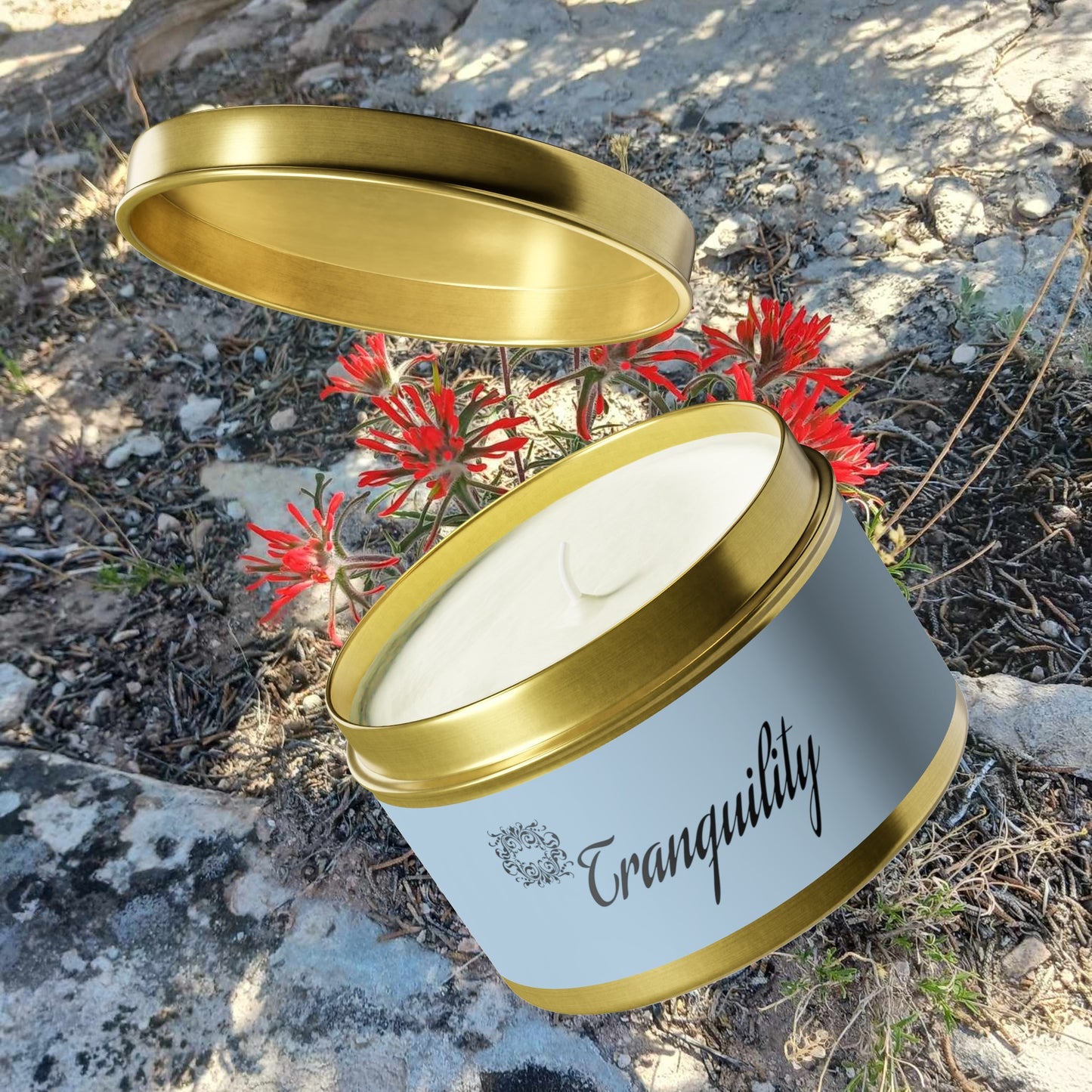 Tranquility Aromatherapy Tin Soy Candles 4oz, 8oz