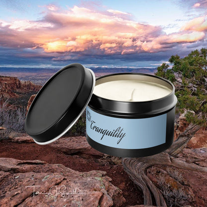 Tranquility Aromatherapy Tin Soy Candles 4oz, 8oz