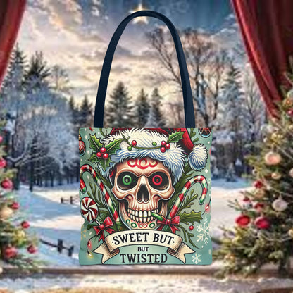 Sweet But Twisted Skull Christmas and Holiday Tote Bag Perfect for Shopping