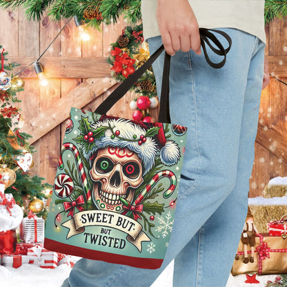 Sweet But Twisted Skull Christmas and Holiday Tote Bag Perfect for Shopping