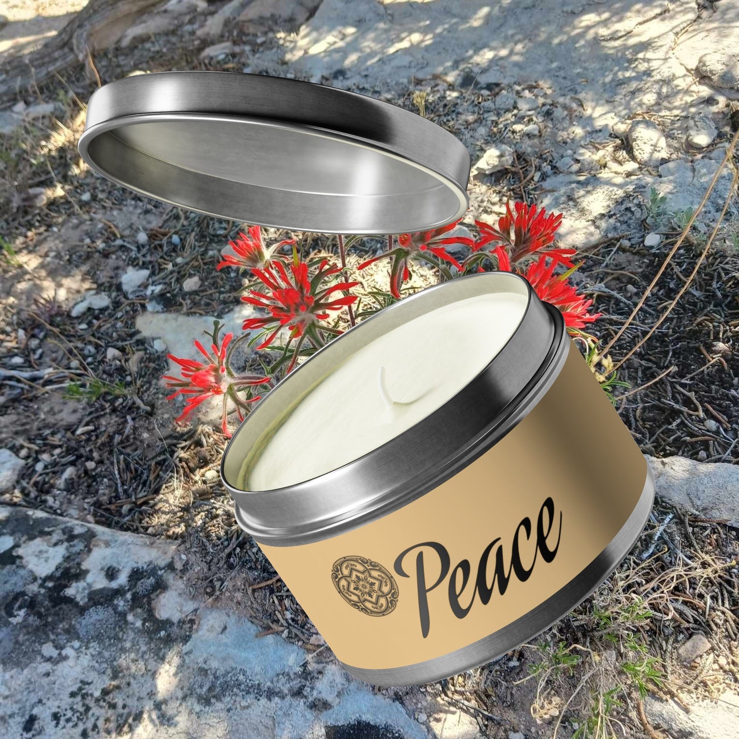 Peace Aromatherapy Tin Soy Candles 4oz, 8oz