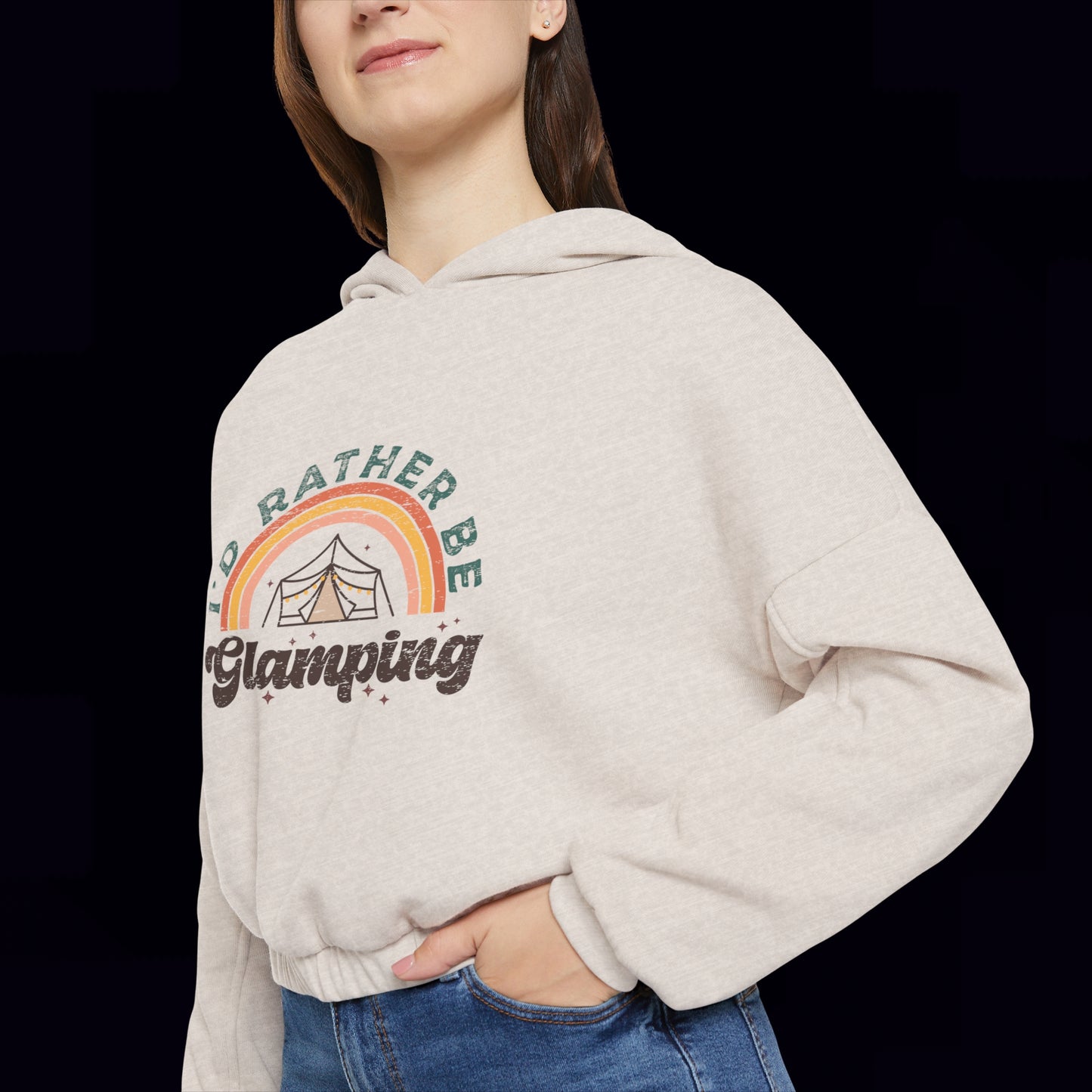 Rather Be Glamping Women's Cotton Cinched Bottom Hoodie for camping