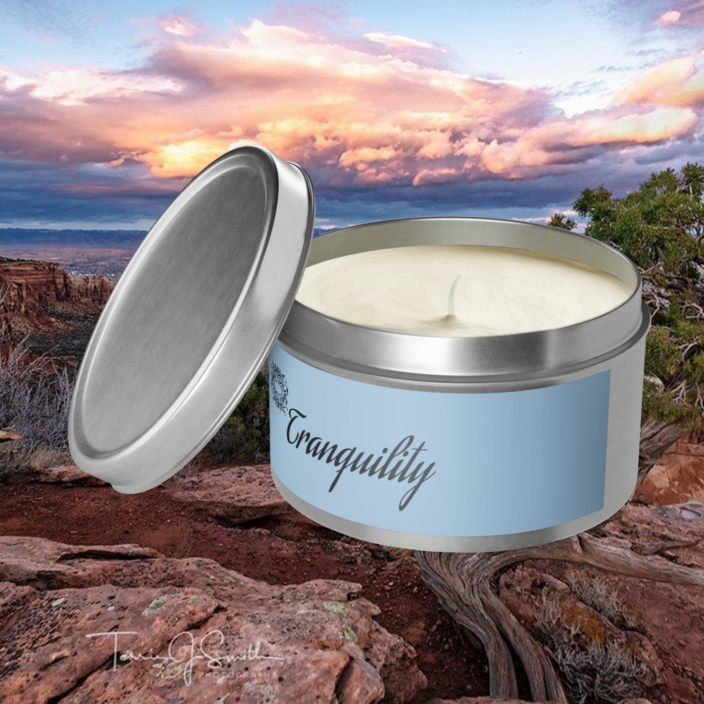 Tranquility Aromatherapy Tin Soy Candles 4oz, 8oz