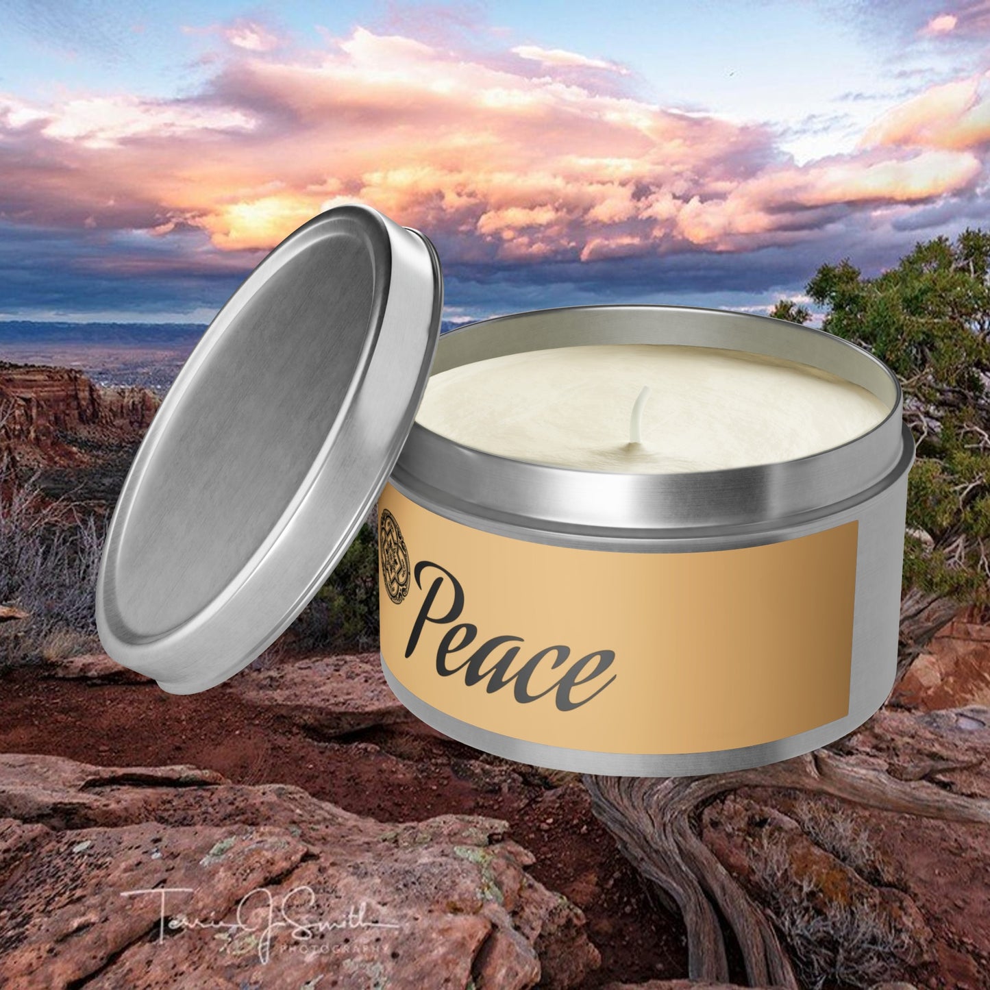 Peace Aromatherapy Tin Soy Candles 4oz, 8oz