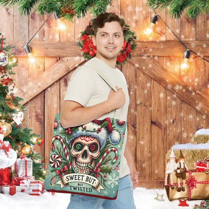 Sweet But Twisted Skull Christmas and Holiday Tote Bag Perfect for Shopping