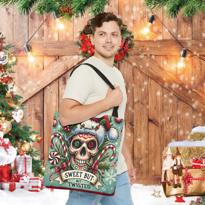 Sweet But Twisted Skull Christmas and Holiday Tote Bag Perfect for Shopping