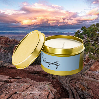 Tranquility Aromatherapy Tin Soy Candles 4oz, 8oz