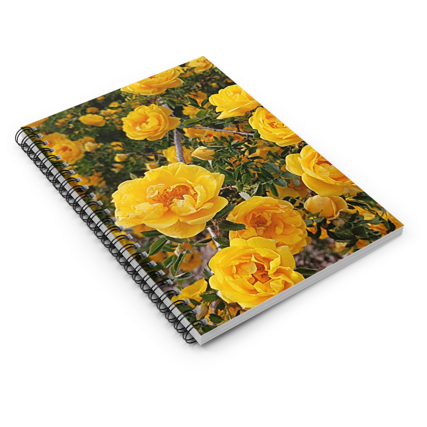 Springtime Yellow Flowers Floral Spiral Notebook - Ruled Line 118 Pages