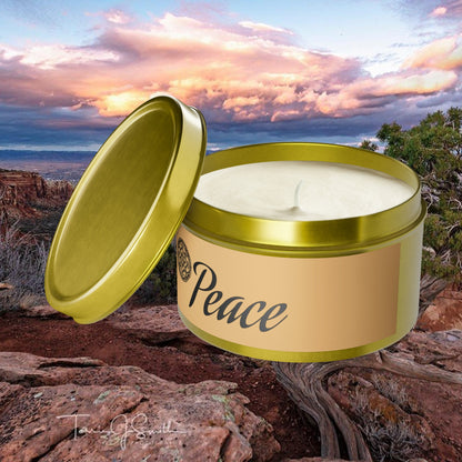 Peace Aromatherapy Tin Soy Candles 4oz, 8oz