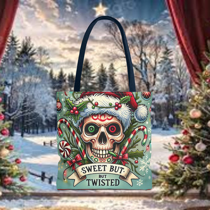 Sweet But Twisted Skull Christmas and Holiday Tote Bag Perfect for Shopping