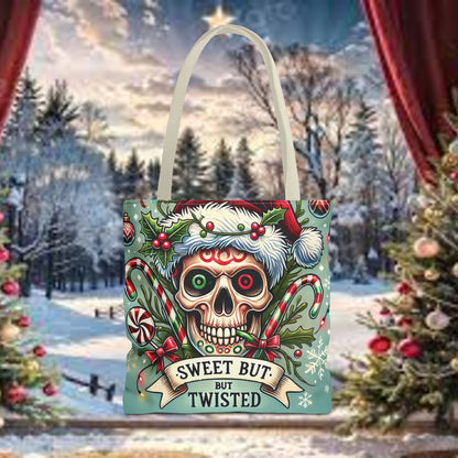 Sweet But Twisted Skull Christmas and Holiday Tote Bag Perfect for Shopping