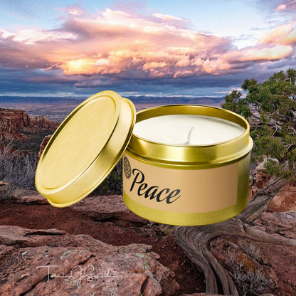 Peace Aromatherapy Tin Soy Candles 4oz, 8oz