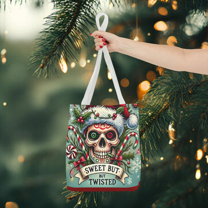 Sweet But Twisted Skull Christmas and Holiday Tote Bag Perfect for Shopping