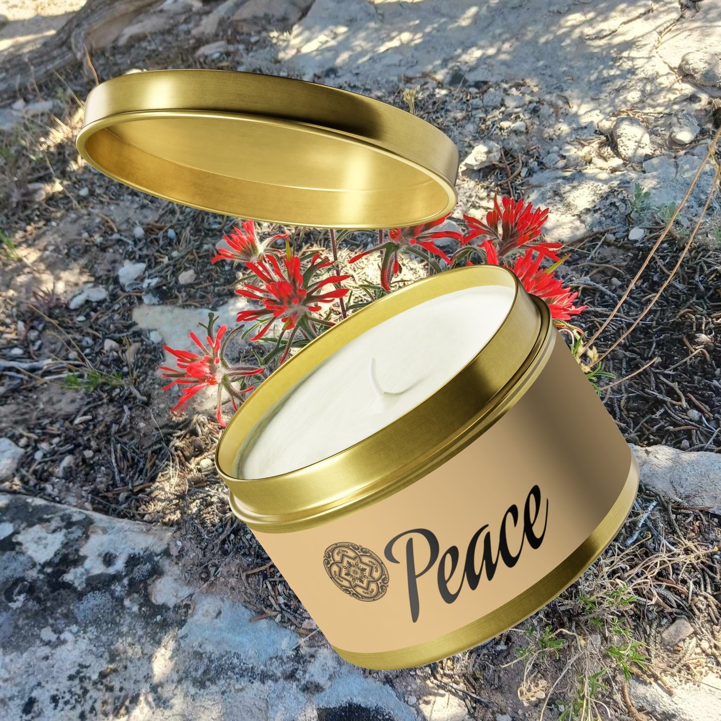 Peace Aromatherapy Tin Soy Candles 4oz, 8oz