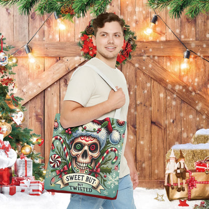 Sweet But Twisted Skull Christmas and Holiday Tote Bag Perfect for Shopping