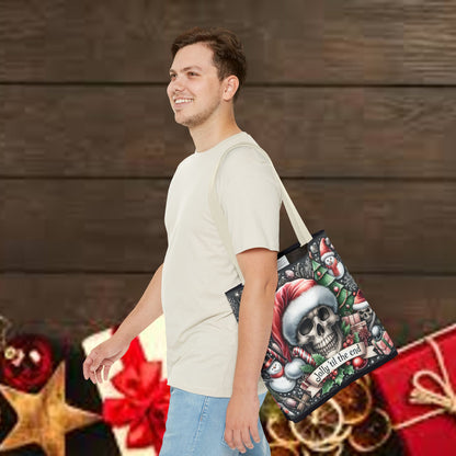 Jolly Til The End Skull Christmas and Holiday Tote Bag Perfect for Shopping