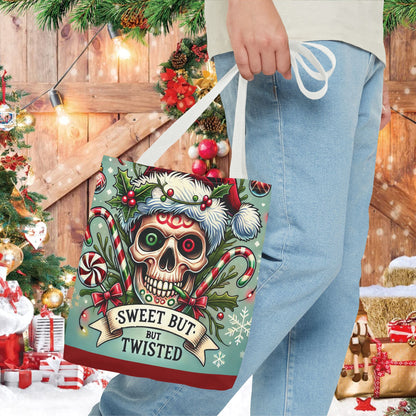 Sweet But Twisted Skull Christmas and Holiday Tote Bag Perfect for Shopping