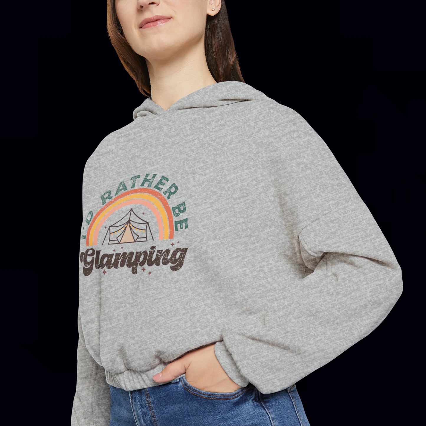 Rather Be Glamping Women's Cotton Cinched Bottom Hoodie for camping