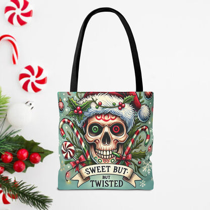 Sweet But Twisted Skull Christmas and Holiday Tote Bag Perfect for Shopping