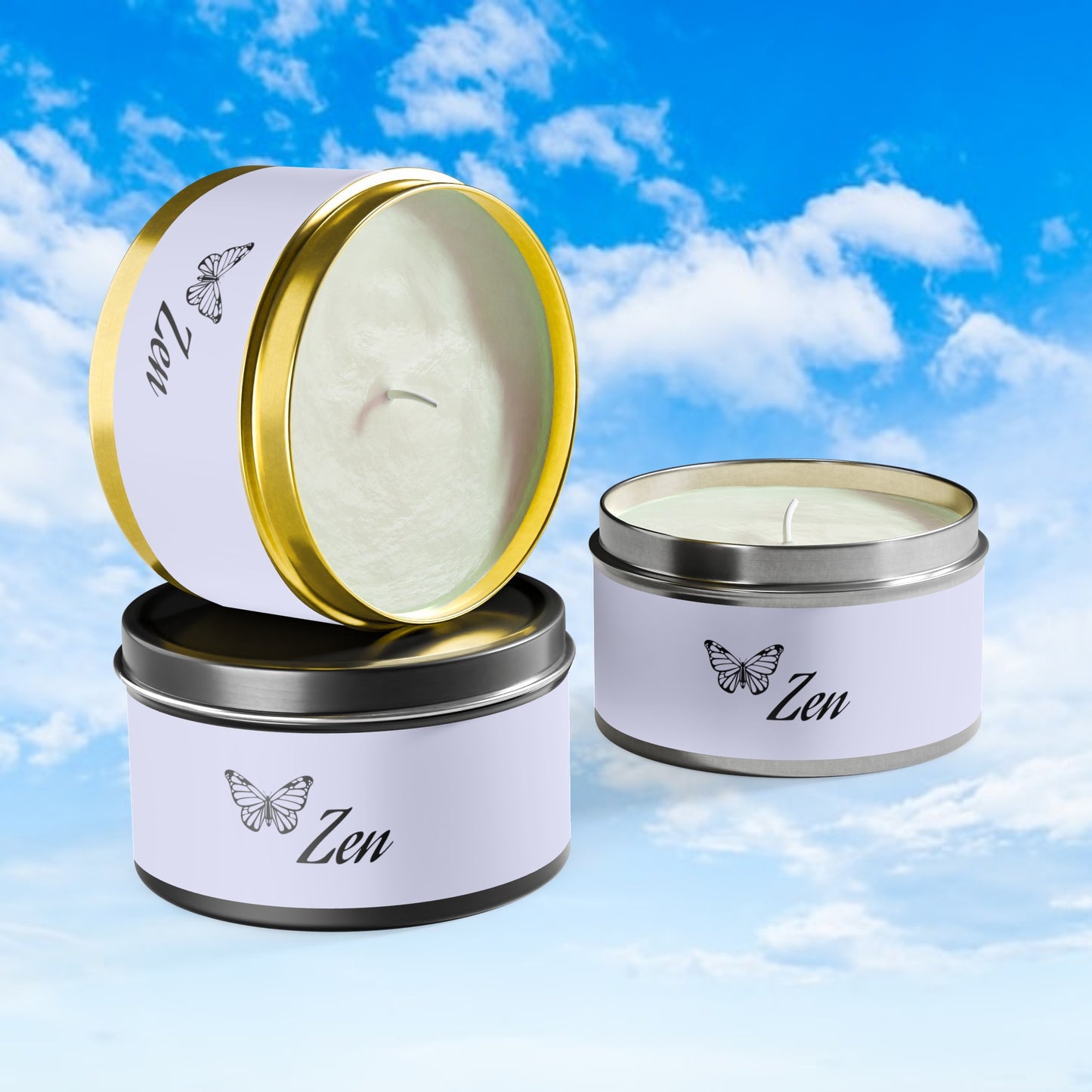 Zen Aromatherapy Tin Soy Candles 4oz, 8oz