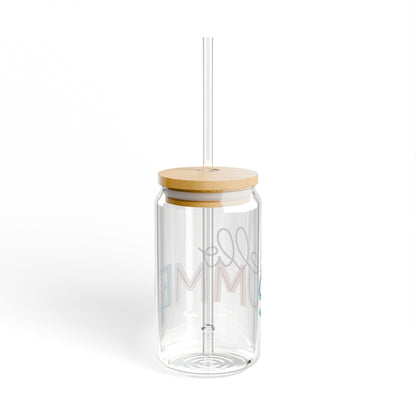 16 oz Sipper Glass w/Bamboo Lid and Tritan Straw: Hello Summer