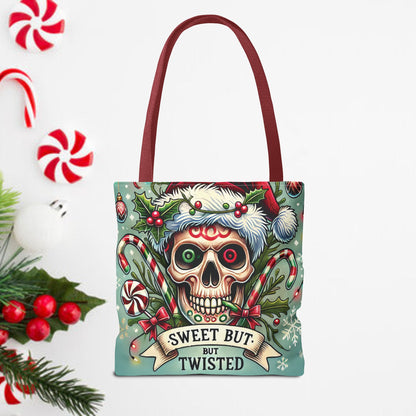 Sweet But Twisted Skull Christmas and Holiday Tote Bag Perfect for Shopping