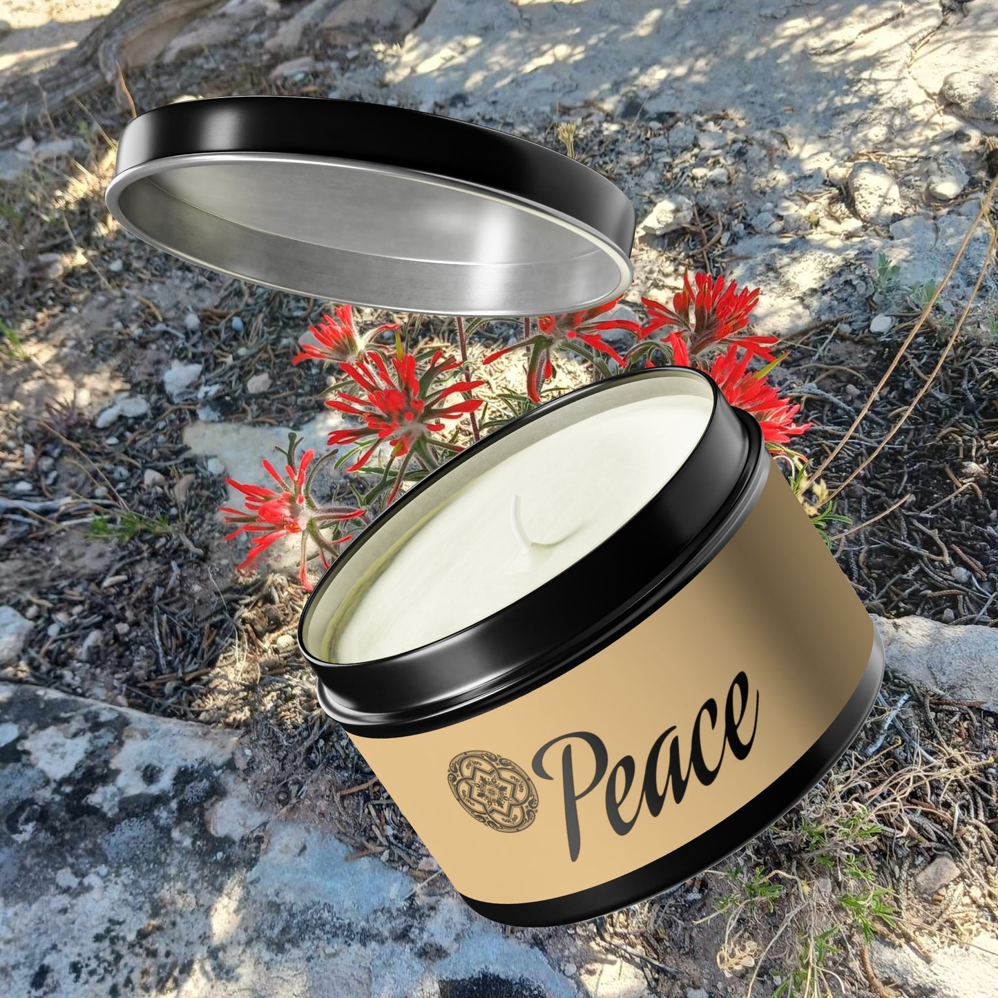 Peace Aromatherapy Tin Soy Candles 4oz, 8oz