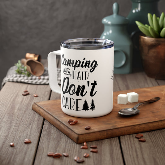 Camping Hair Don't Care Insulated Coffee Mug, 10oz Camping Essentials