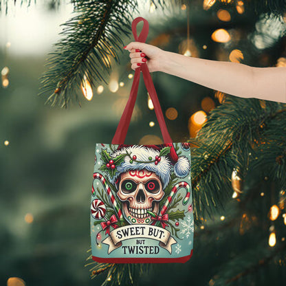 Sweet But Twisted Skull Christmas and Holiday Tote Bag Perfect for Shopping