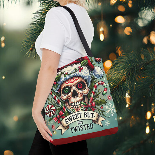 Sweet But Twisted Skull Christmas and Holiday Tote Bag Perfect for Shopping