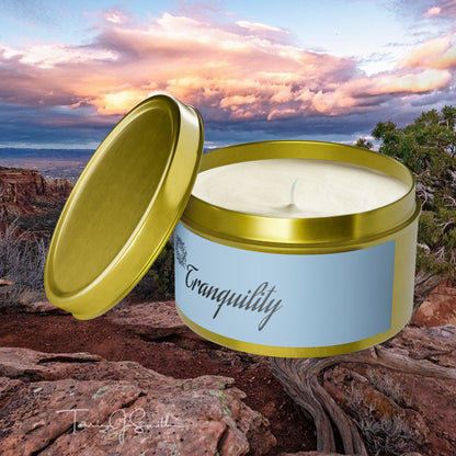 Tranquility Aromatherapy Tin Soy Candles 4oz, 8oz