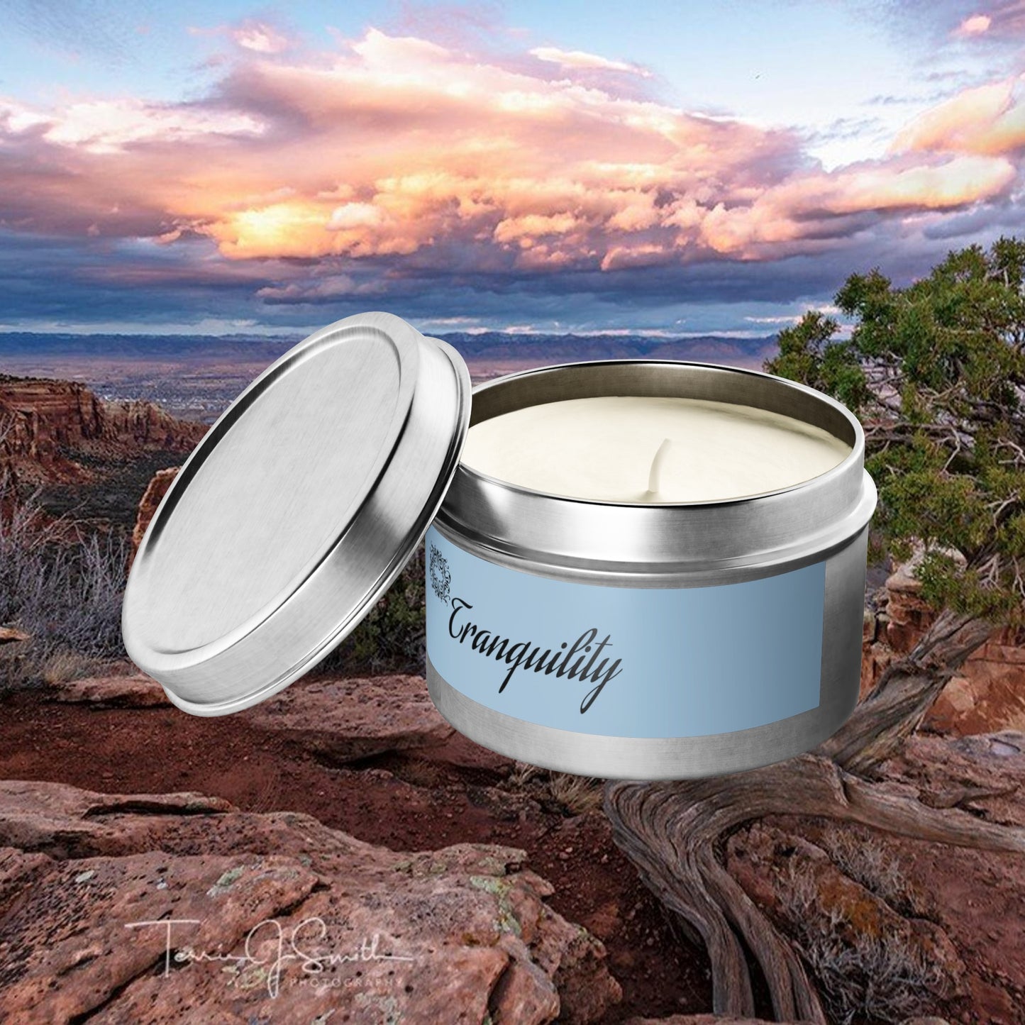 Tranquility Aromatherapy Tin Soy Candles 4oz, 8oz