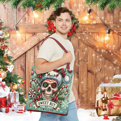 Sweet But Twisted Skull Christmas and Holiday Tote Bag Perfect for Shopping