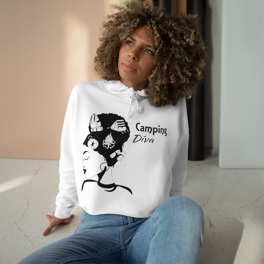 Camping Diva Cotton Polyester Crop Hoodie Relaxed Fit