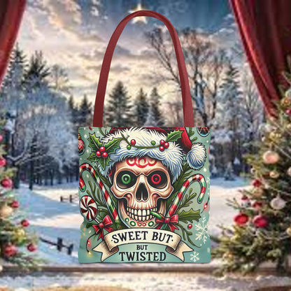 Sweet But Twisted Skull Christmas and Holiday Tote Bag Perfect for Shopping