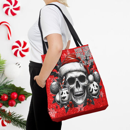 Dead Inside Skull Christmas and Holiday Tote Bag Perfect for Shopping