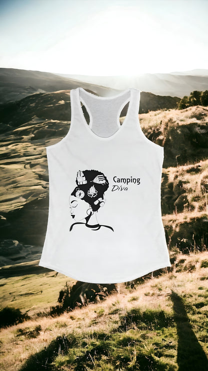 Camping Diva Cotton Polyester Racerback Tank