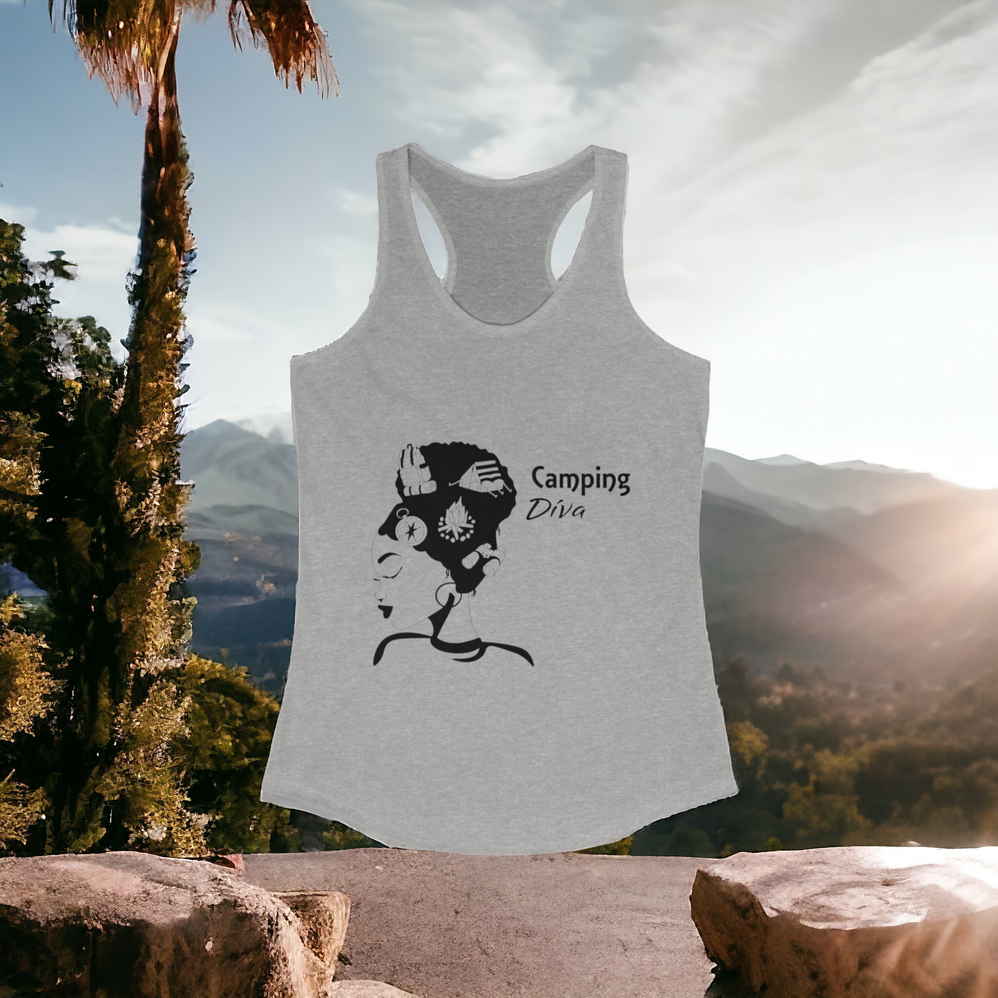 Camping Diva Cotton Polyester Racerback Tank